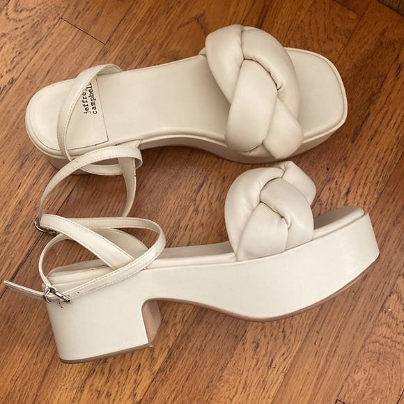 Jeffrey Campbell Women's Braided Platform Sandal in Cream Size 9.5 - Picture 1 of 15